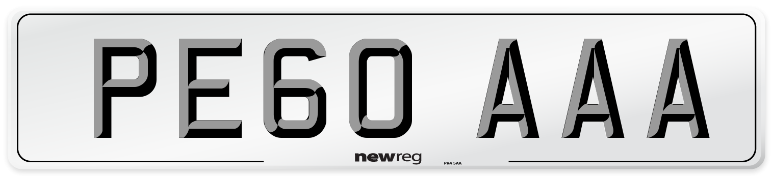 PE60 AAA Number Plate from New Reg
